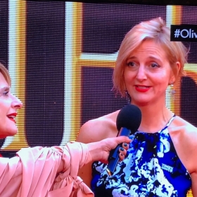 Patti Lupone with Company director Marianne Elliott on the Olivier Awards red carpet
