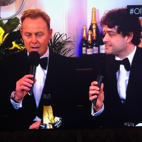 Jason Donovan & Lee Mead at Olivier Awards interval chat show