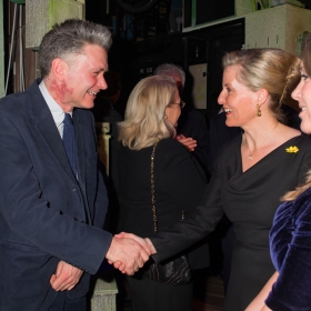 Producer Dafydd Rogers meeting HRH Countess of Wesses at The Girls gala, 20 February 2017. © Alan Davidson