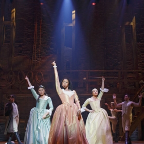 On Broadway: Phillipa Soo, Renee Elise Goldsberry and Jasmine Cephas Jones in Hamilton. © Joan Marcus
