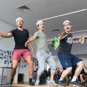Samuel Edwards, Danny Mac & Fred Haig in On the Town rehearsals. © Johan Persson