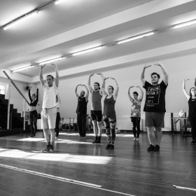 Cast in The Addams Family rehearsals. © Craig Sugden