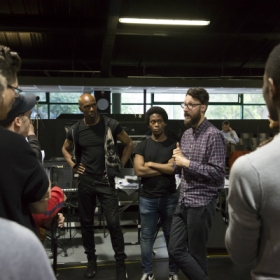 Director Timothy Sheader and the cast in Jesus Christ Superstar rehearsals