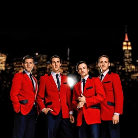 As Frankie Valli with the Dutch cast of Jersey Boys (pic Carli Hermes)